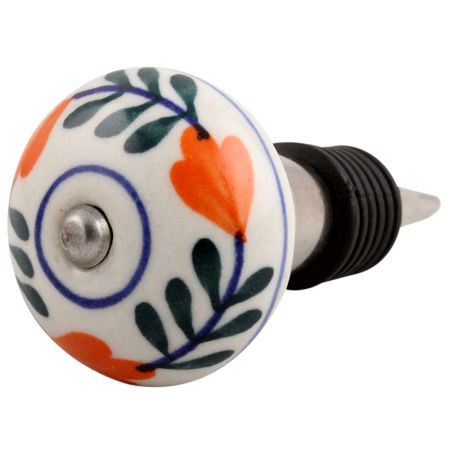 Forest Green Leaf Ceramic Wine Stopper